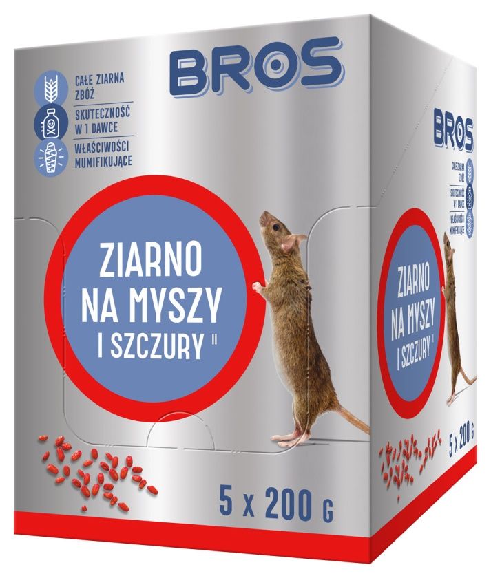 Ziarno na myszy i szczury 5x200g Bros
