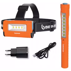 Zestaw Lampka czołowa 2-w-1 USB-C Berner 1006905 + Penlight LED + ładowarka USB-C Berner 1006910