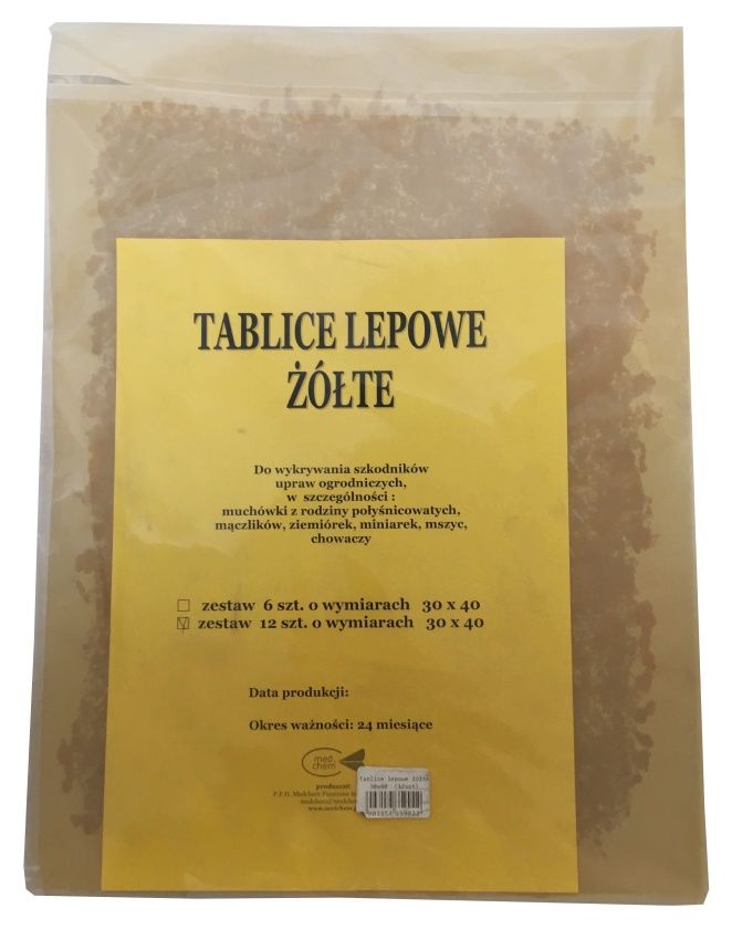 Tablice lepowe żółte 30x40cm (12 szt.) Medchem