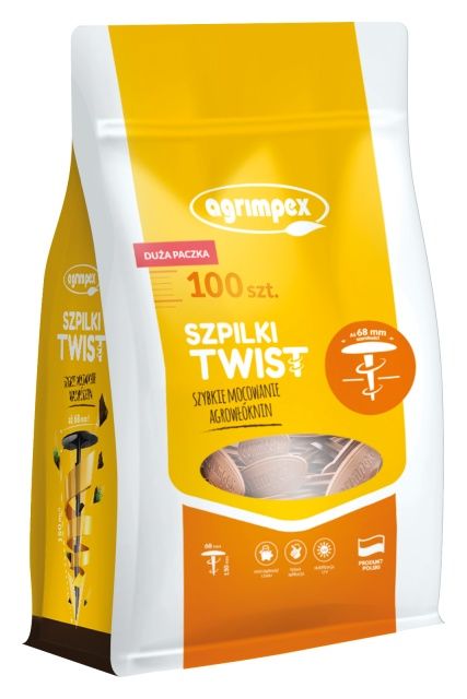 Szpilki do włókniny Twist brązowe 100 sztuk Agrimpex