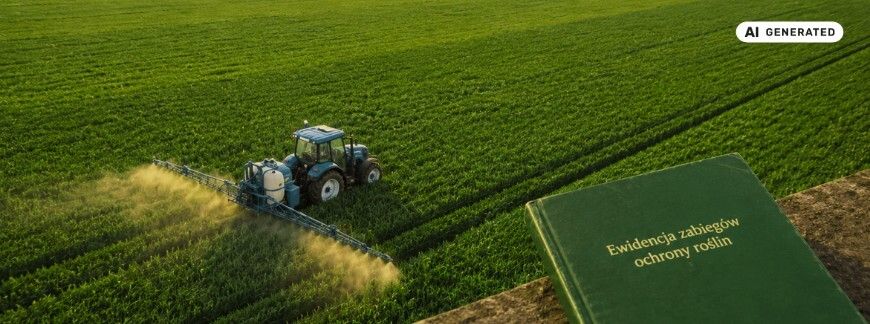 Zeszyt ewidencji zabiegów ochrony roślin na tle oprysku pola - AI GENERATED