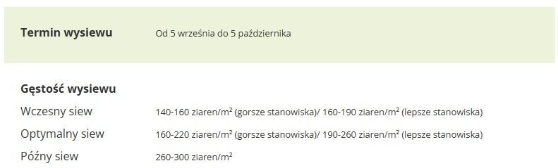 Norma wysiewu żyta ozimego SU Ivar Saaten Union