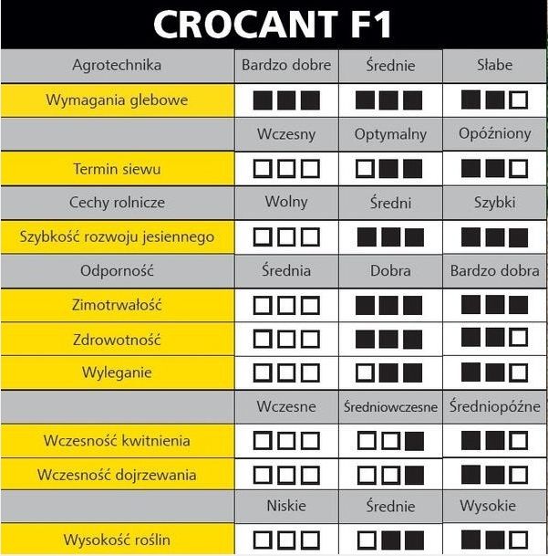 Cechy odmiany rzepaku Crocant