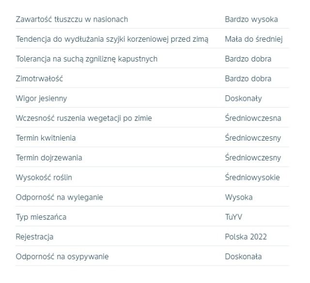 Cechy rzepaku ozimego DK Exaura Bayer
