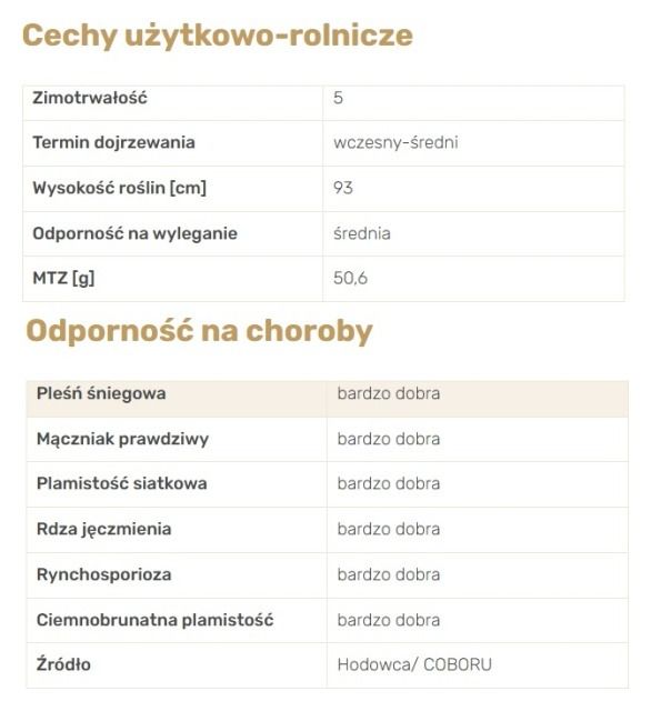 Cechy odmiany jęczmienia ozimego Finezja
