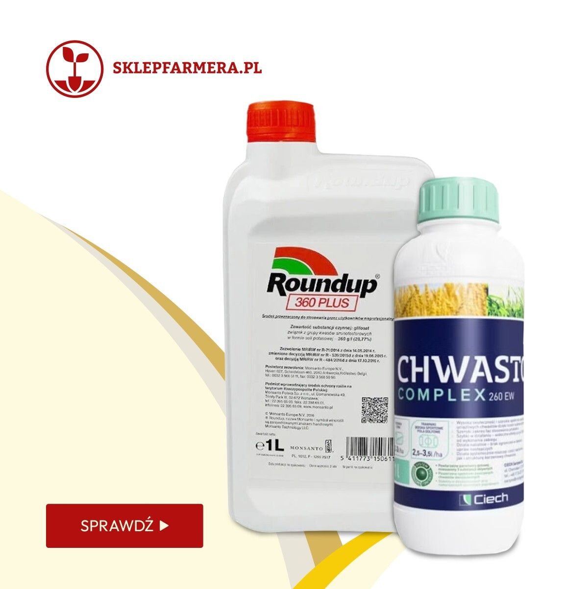 zestaw Roundup 360 PLUS 1L i Chwastox Complex 260 EW 1L